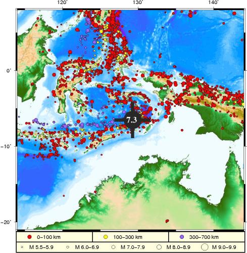 地震位置。图片来源：国家海洋环境预报中心网站